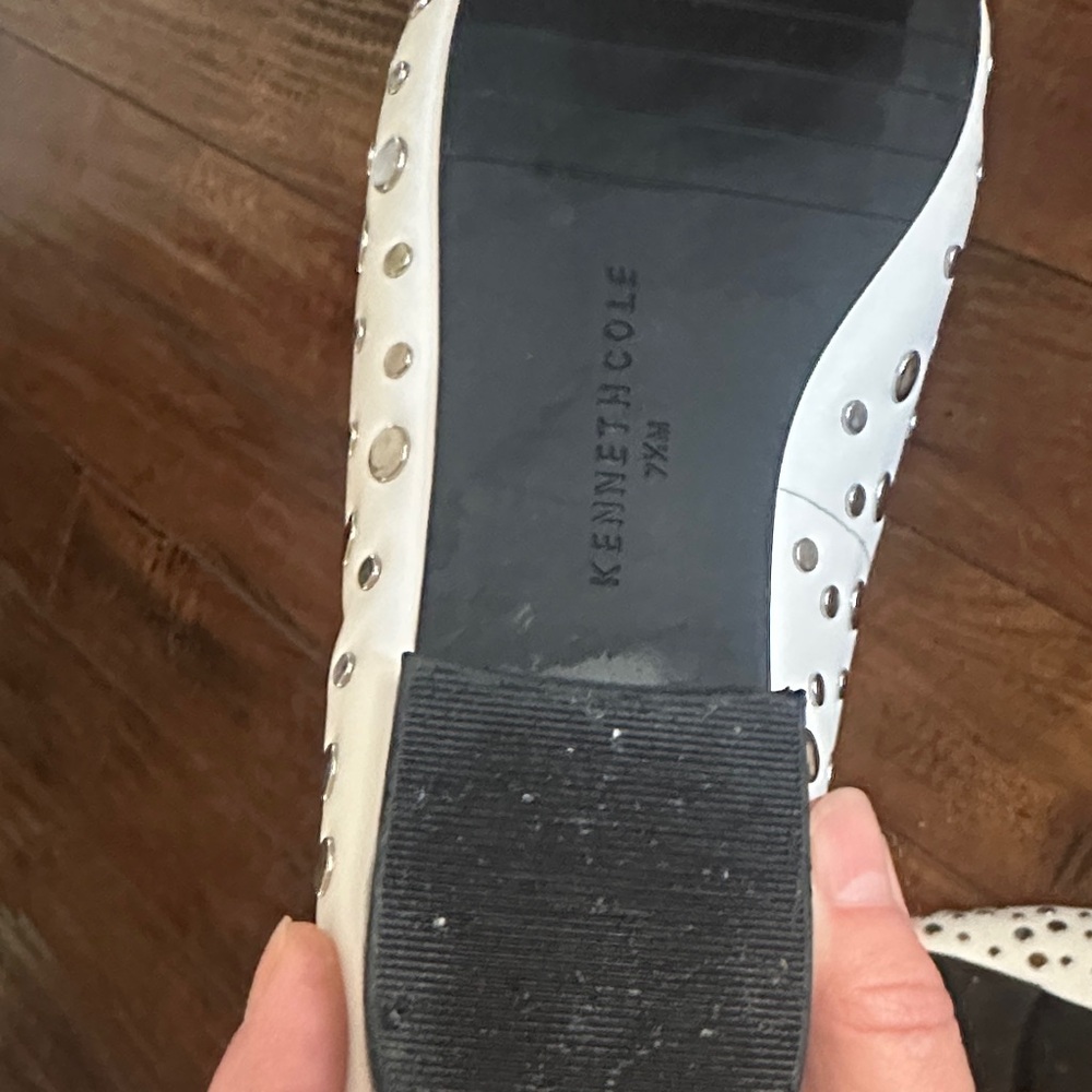 Kenneth Cole White Studded Leather Slip-On Loafers - Picture 7 of 12